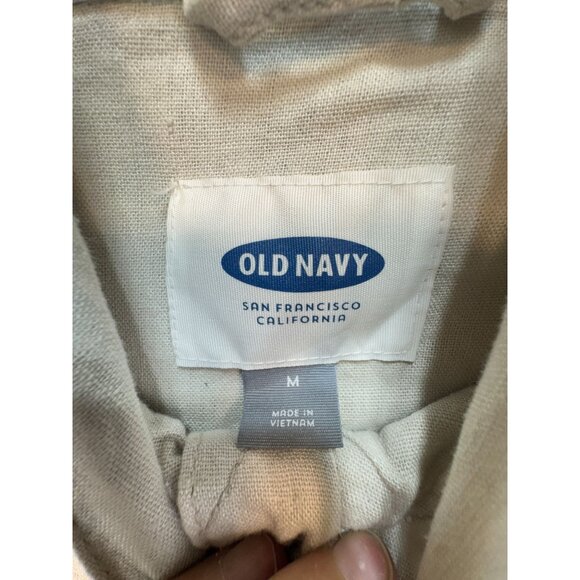 Old Navy Utility Jaacket Womens Size M Beige Cinched Waist Full Zip High Neck - Picture 2 of 12